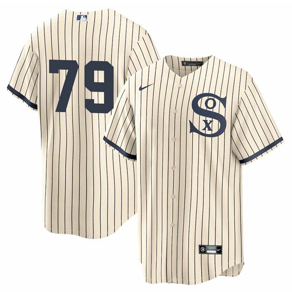 Men Chicago White Sox #79 No Name Cream stripe Dream version Game Nike 2021 MLB Jersey